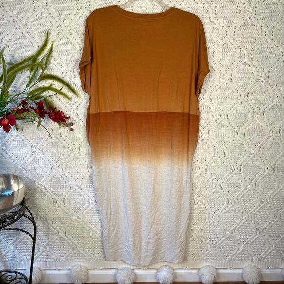 NWT UMGEE Orange White Ombre Michele Dress Cotton Linen Maxi Shirt Dress Boho - Picture 5 of 11